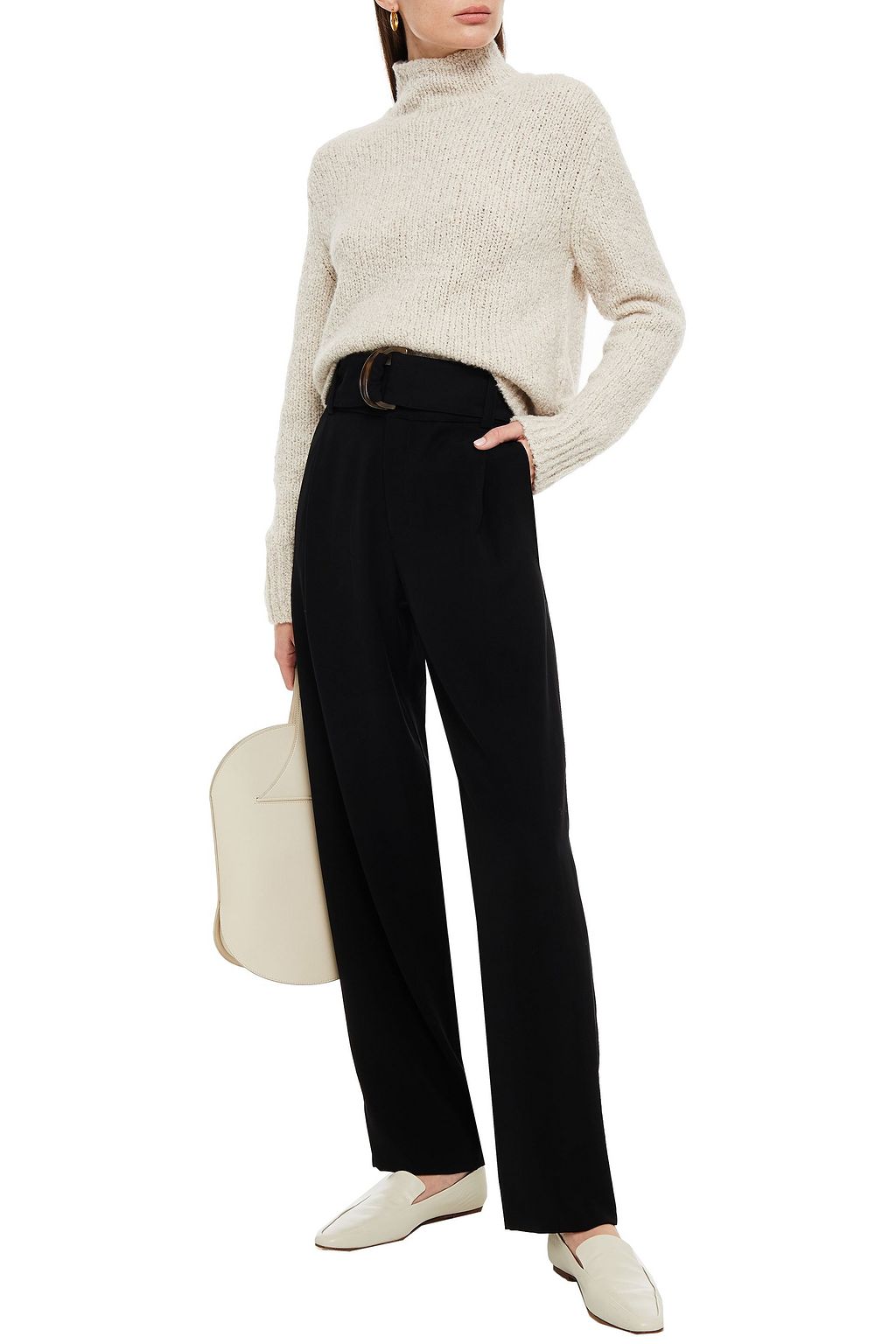 VINCE. Bouclé-knit wool, cashmere and silk-blend turtleneck sweater