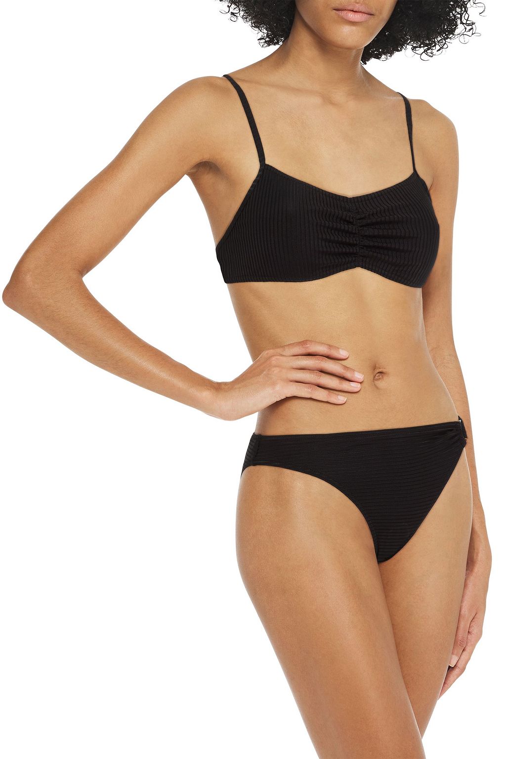 SOLID & STRIPED The Mimi embellished ribbed bikini top