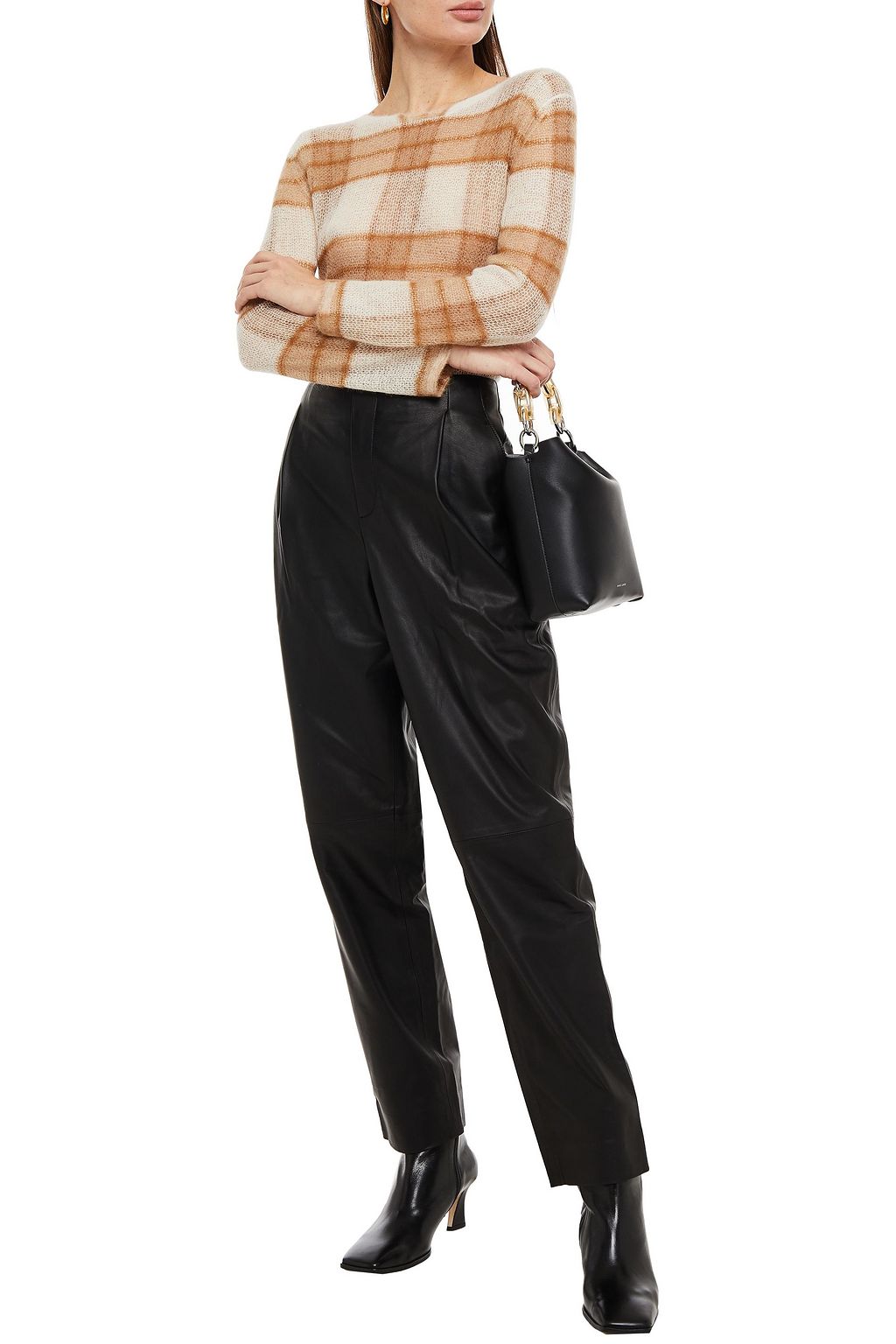 VINCE. Pleated leather tapered pants