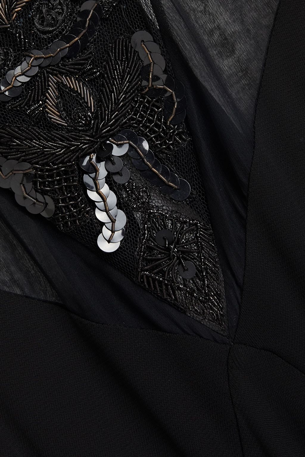 ROBERTO CAVALLI Embellished chiffon-trimmed jersey maxi dress