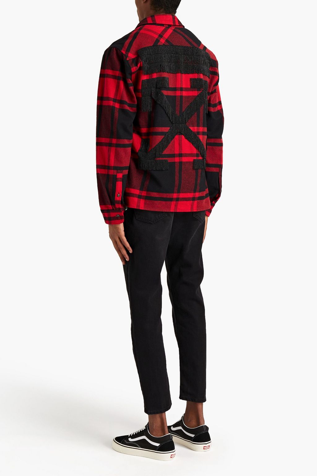 OFF-WHITE™ Bead-embellished checked cotton-blend twill shirt
