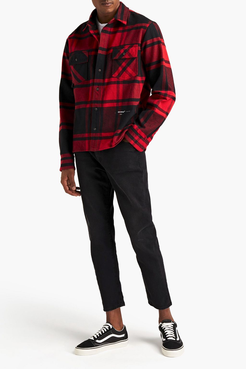 OFF-WHITE™ Bead-embellished checked cotton-blend twill shirt