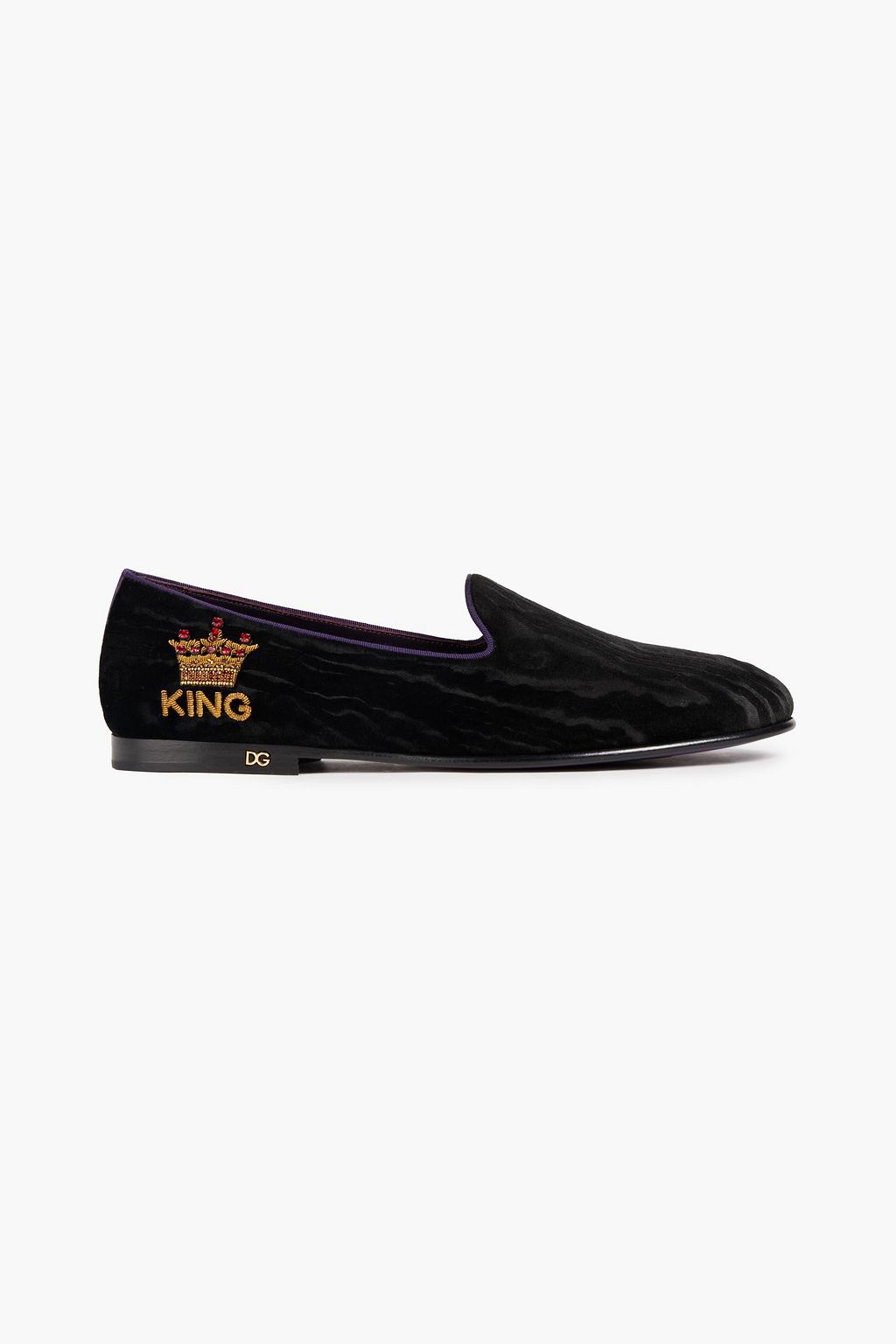 Plum Printed velvet loafers | Sale up 