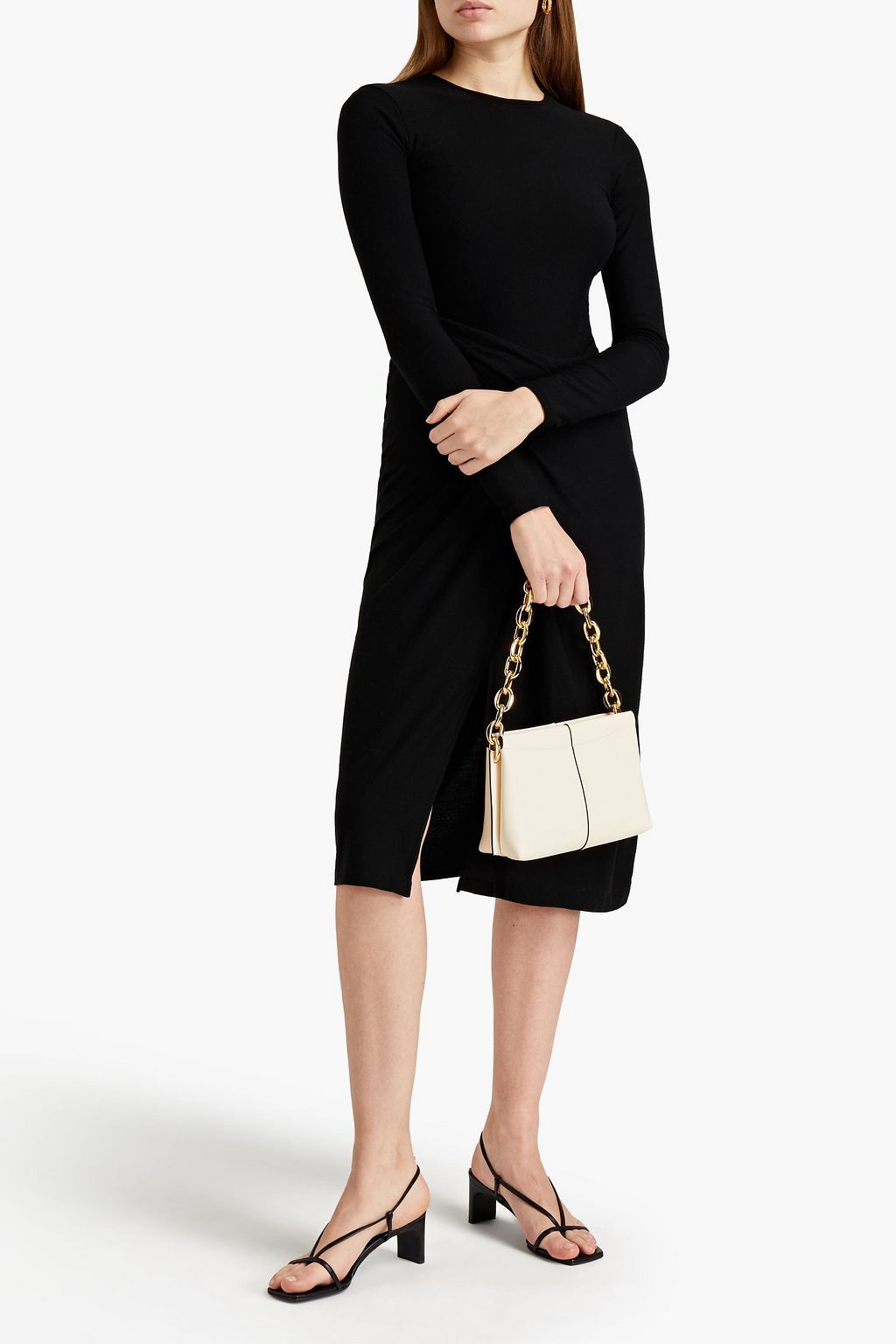 VINCE. Wrap-effect Lyocell-blend jersey midi dress
