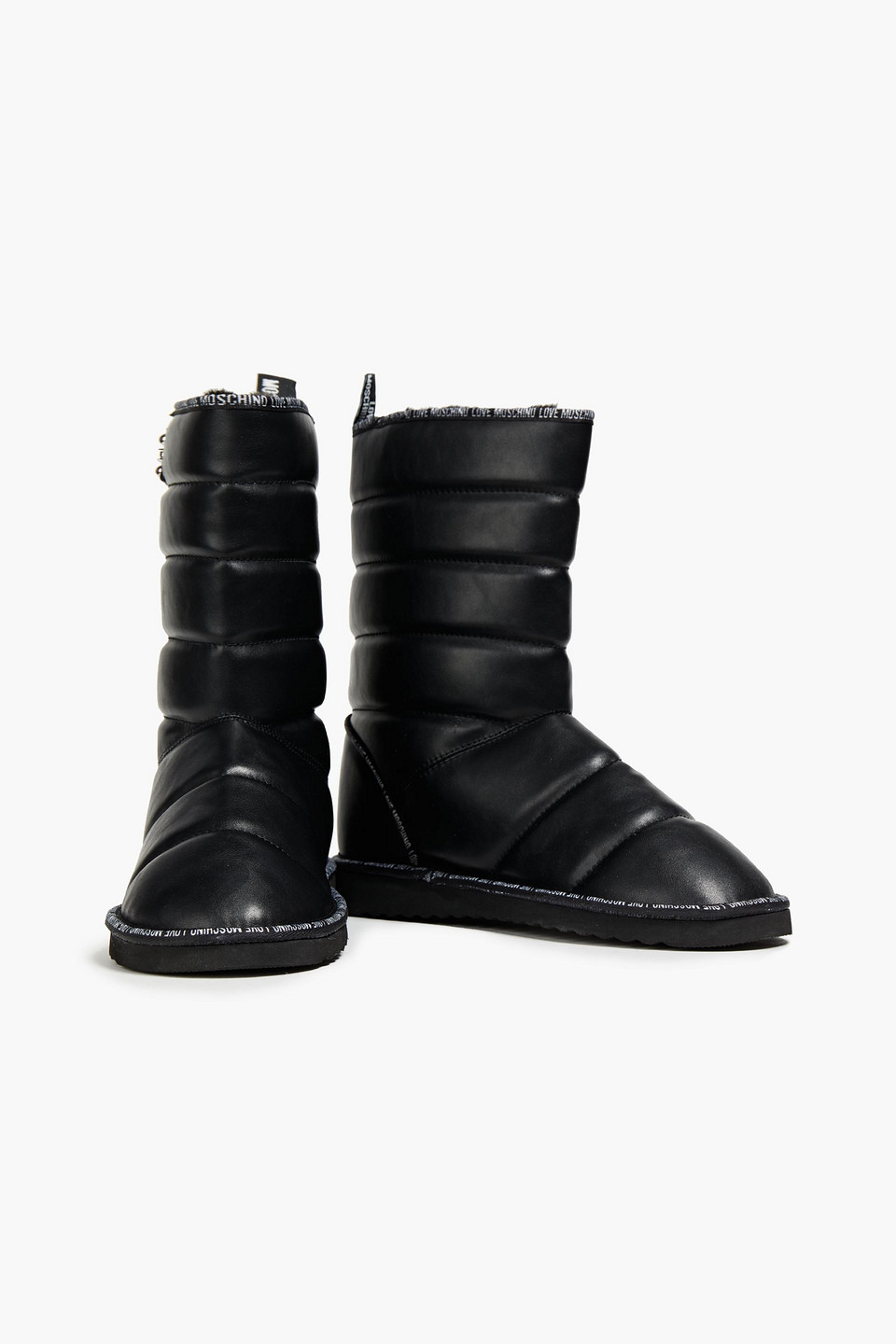 Love Moschino Faux Fur-lined Quilted Faux Leather Snow Boots In Black