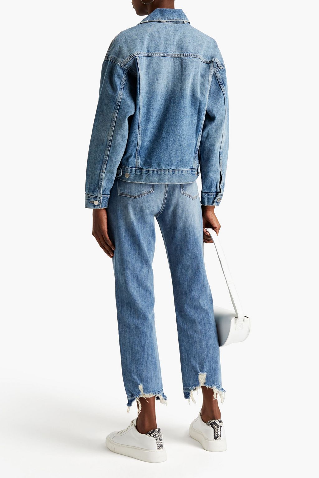DL1961 Patti cropped distressed high-rise straight-leg jeans