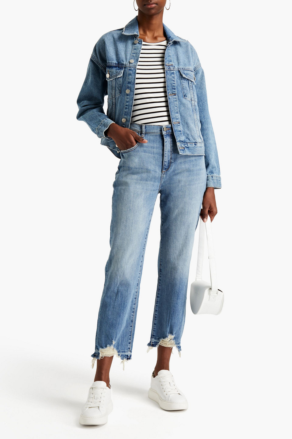 Dl1961 Patti Cropped Distressed High-rise Straight-leg Jeans In Black