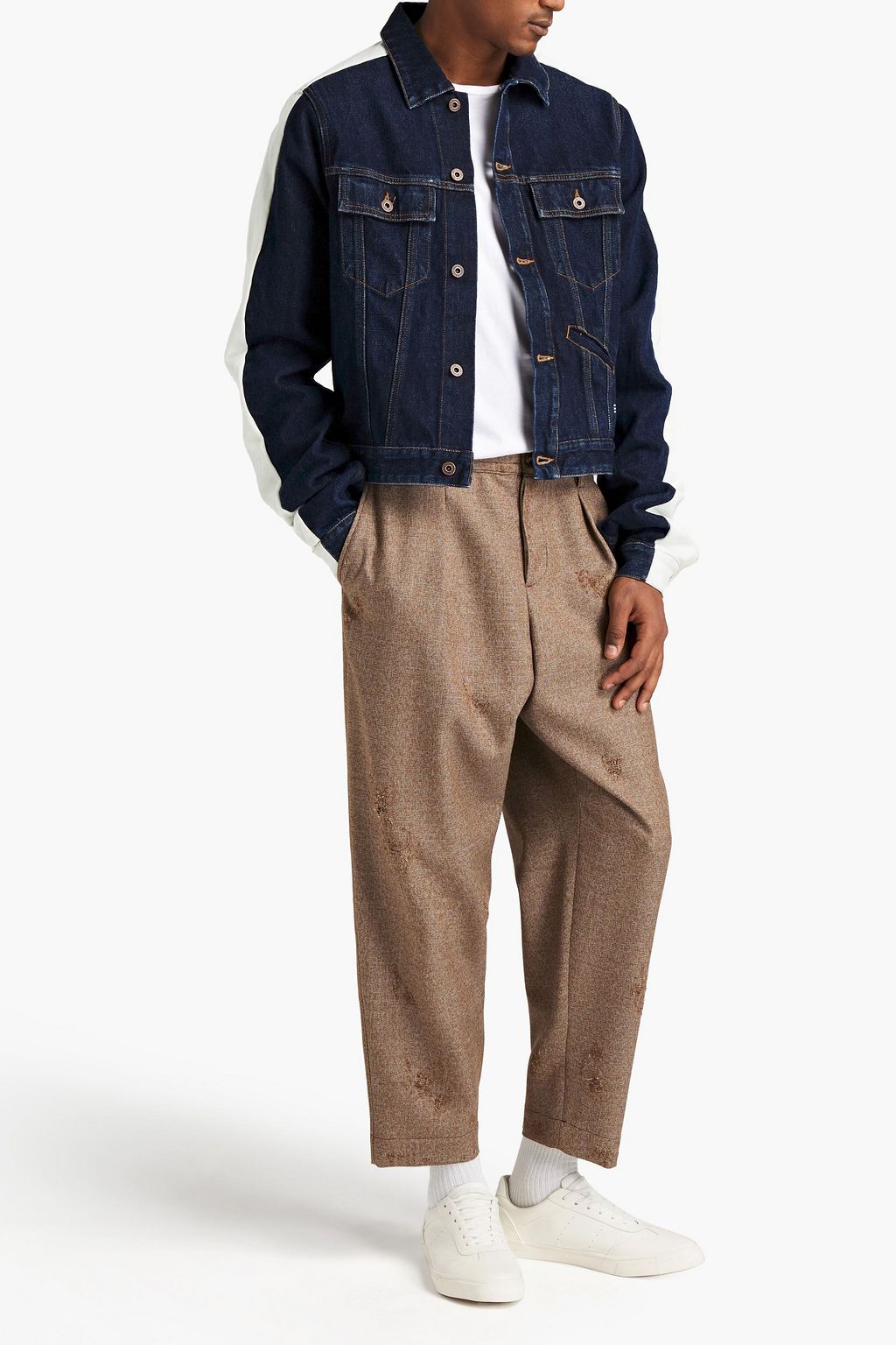 OFF-WHITE™ Logo-appliquéd two-tone denim jacket