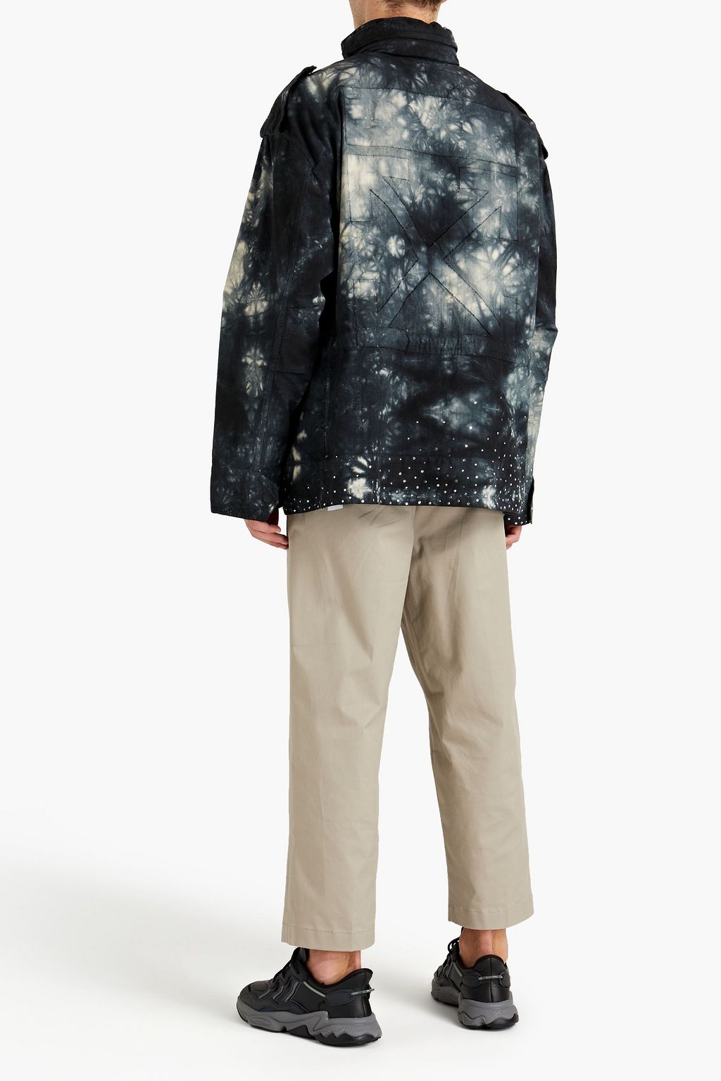 OFF-WHITE™ Oversized embellished tie-dyed cotton hooded jacket