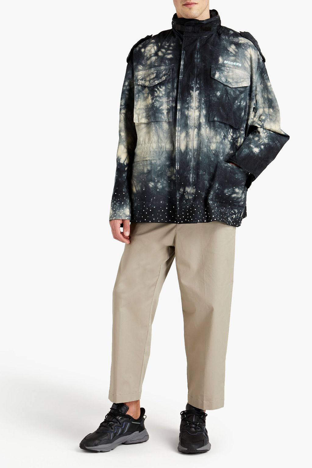 OFF-WHITE™ Oversized embellished tie-dyed cotton hooded jacket