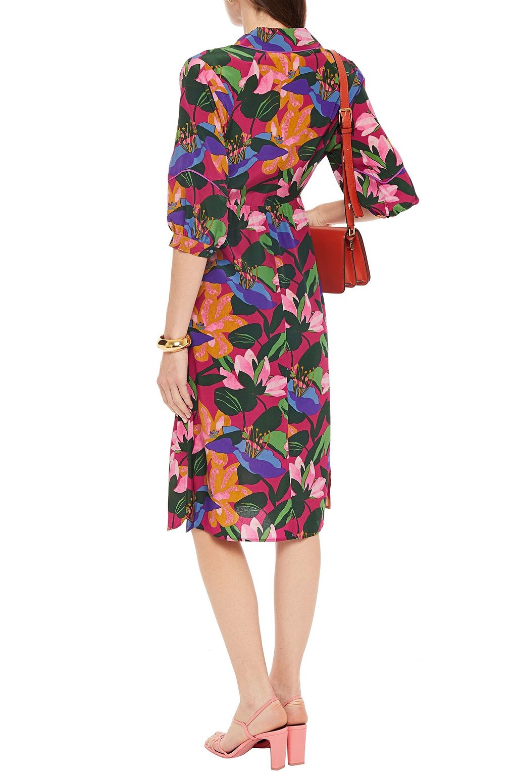 DIANE VON FURSTENBERG Anna floral-print silk crepe de chine midi dress ...