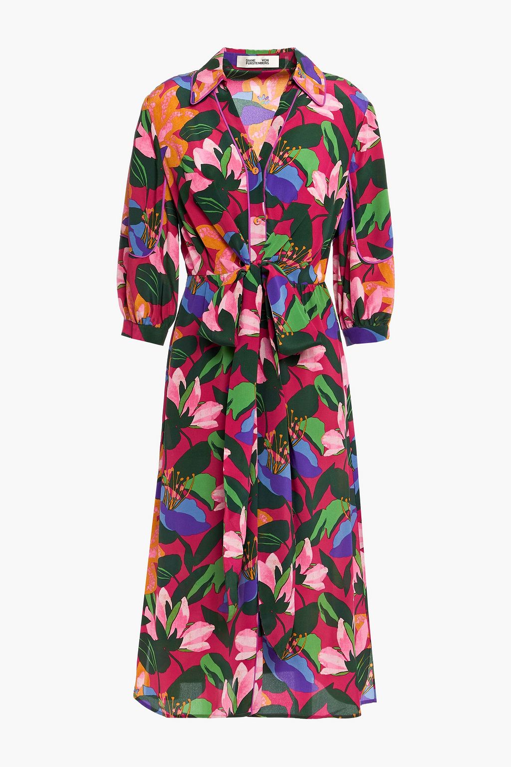 DIANE VON FURSTENBERG Anna floral-print silk crepe de chine midi dress ...