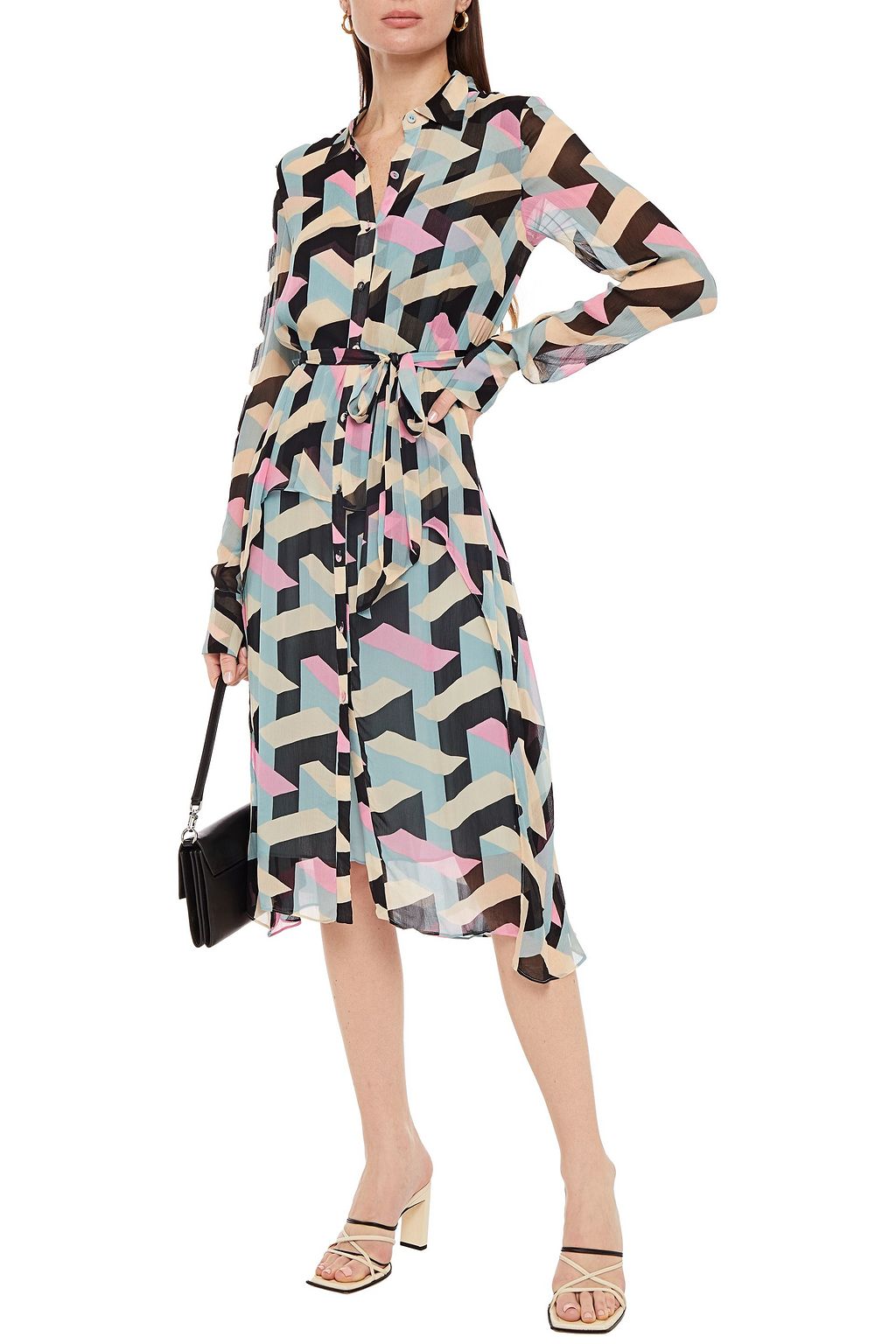 DIANE VON FURSTENBERG Dana printed crepon midi shirt dress
