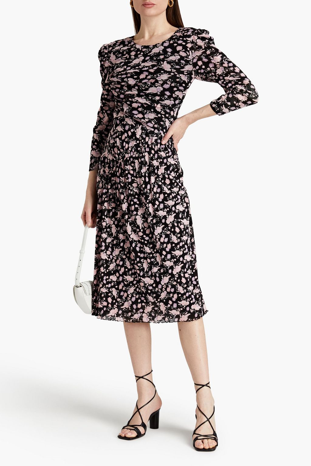 DIANE VON FURSTENBERG Barbara reversible ruched floral-print mesh midi dress