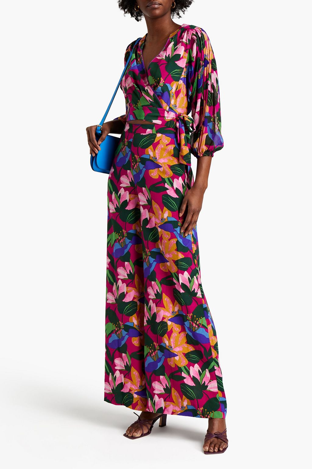 DIANE VON FURSTENBERG Irene floral-print silk-crepon and crepe de chine blouse
