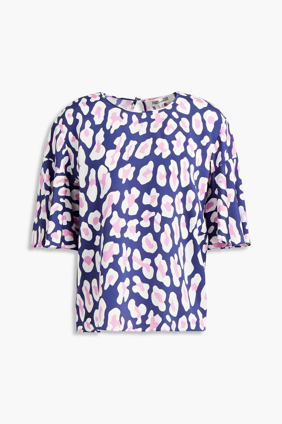 diane von furstenberg - arlene leopard-print stretch-ponte top - blue - us 0