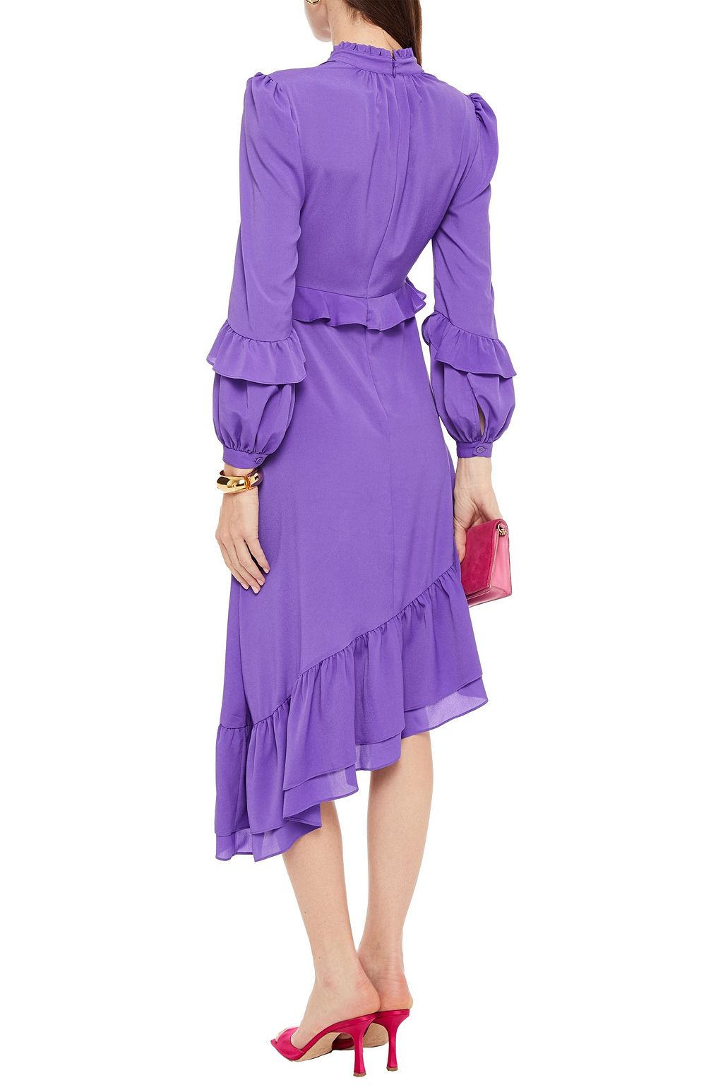 DIANE VON FURSTENBERG Jill asymmetric ruffled crepe de chine dress