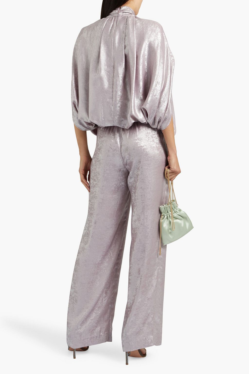 BADGLEY MISCHKA Tasseled lamé wide-leg pants