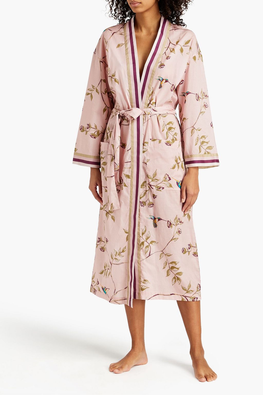 POUR LES FEMMES Printed cotton-poplin robe