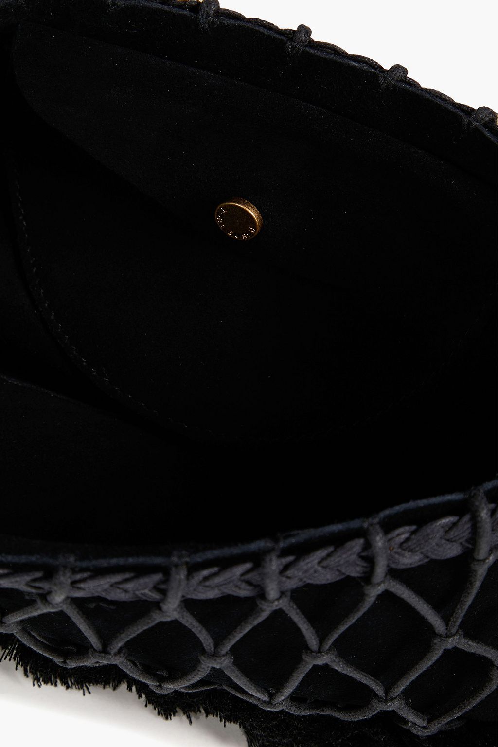 TORY BURCH Embellished suede and macramé tote