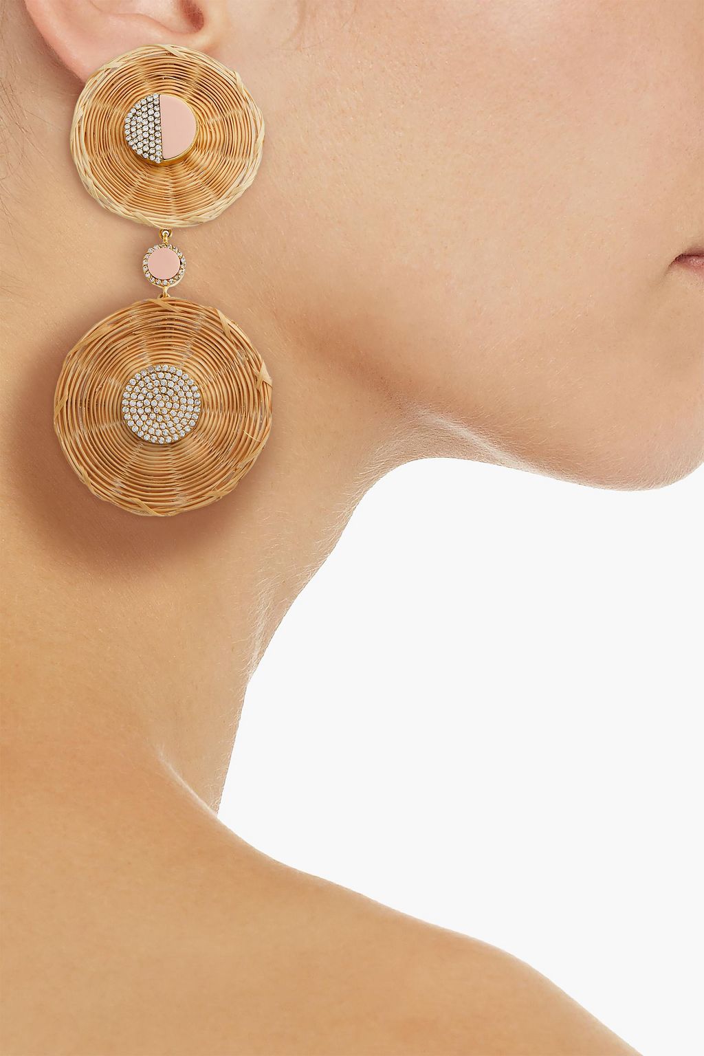 JOANNA LAURA CONSTANTINE Gold-plated, enamel and straw earrings