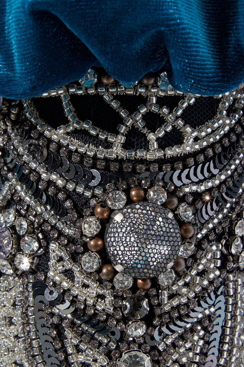 BADGLEY MISCHKA Embellished velvet dress
