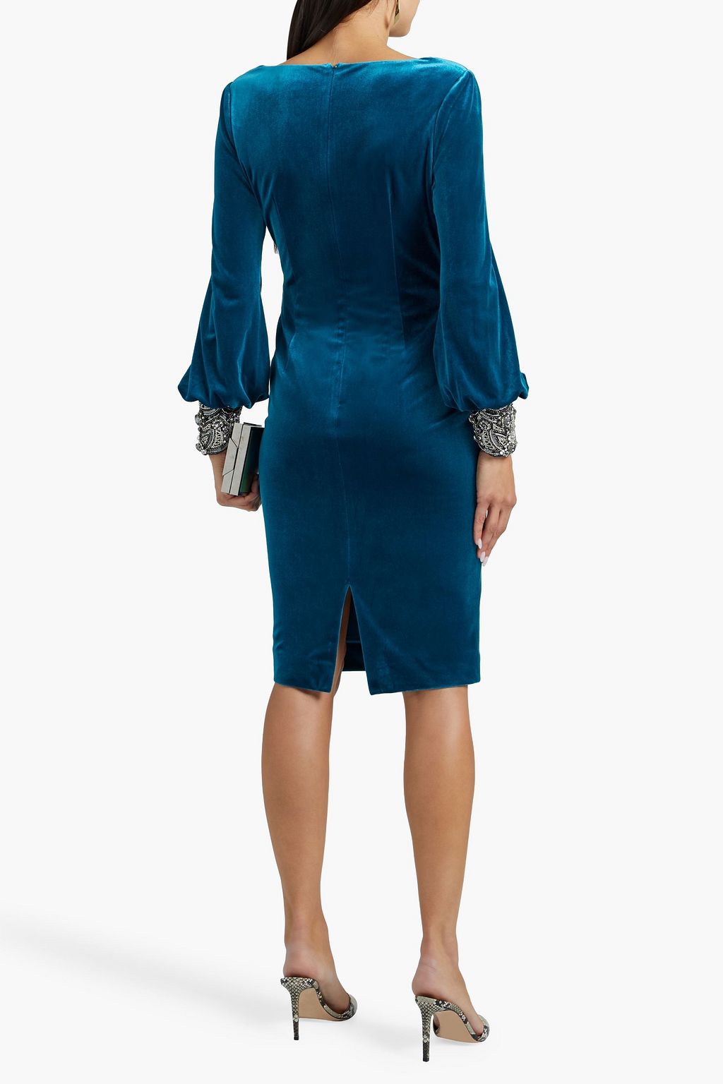 BADGLEY MISCHKA Embellished velvet dress