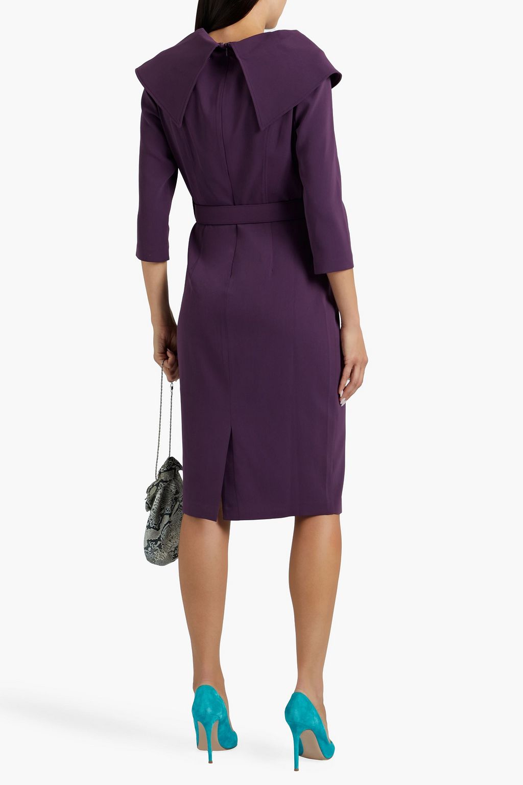 BADGLEY MISCHKA Belted draped cady dress