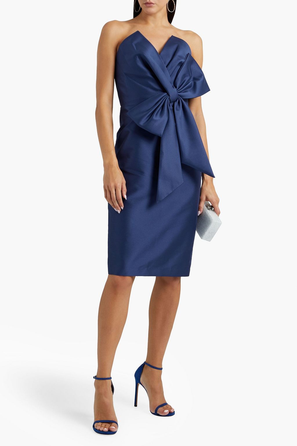 BADGLEY MISCHKA Strapless bow-embellished faille dress