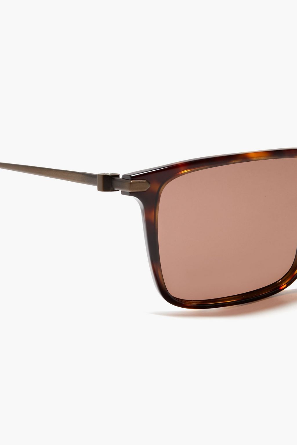 BRIONI Rectangle-frame tortoiseshell acetate and bronze-tone sunglasses