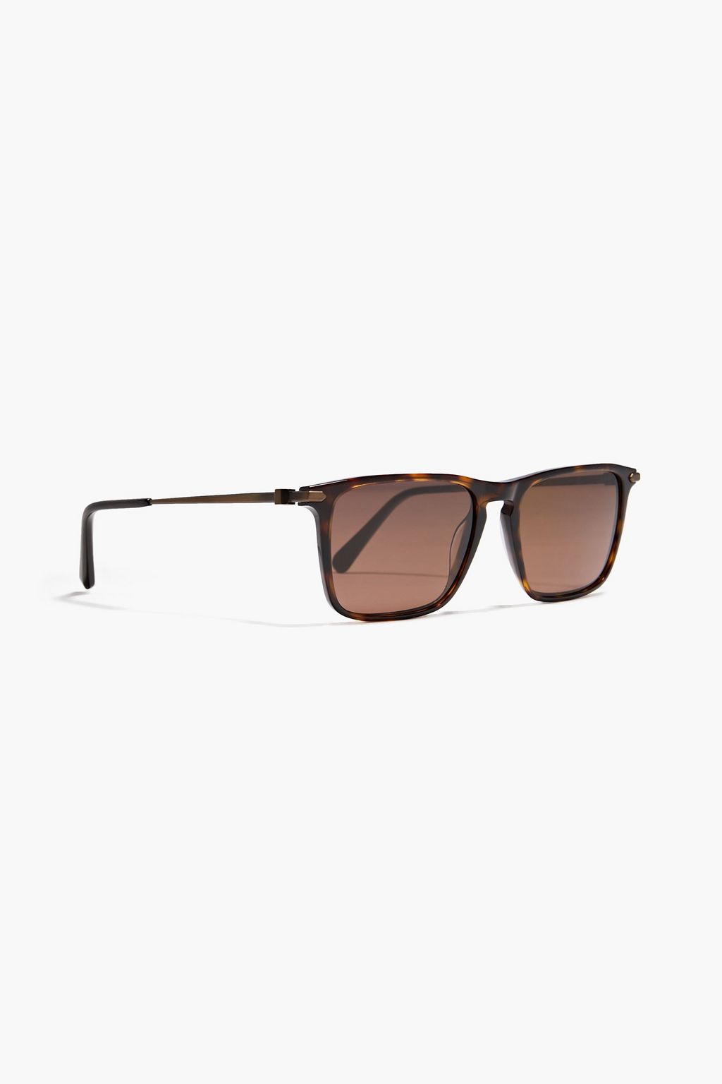 BRIONI Rectangle-frame tortoiseshell acetate and bronze-tone sunglasses