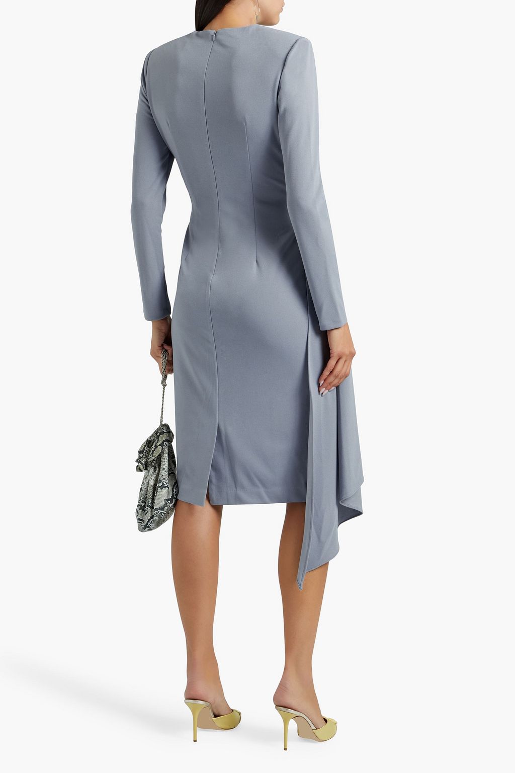 BADGLEY MISCHKA Draped pleated stretch-crepe dress