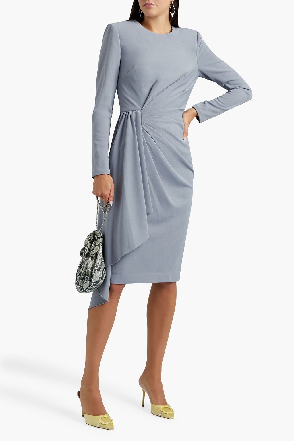 BADGLEY MISCHKA Draped pleated stretch-crepe dress
