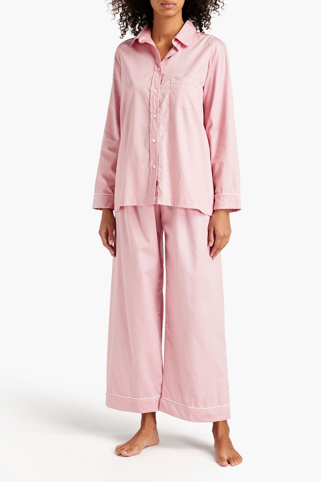 POUR LES FEMMES Cotton-sateen metallic pajama set