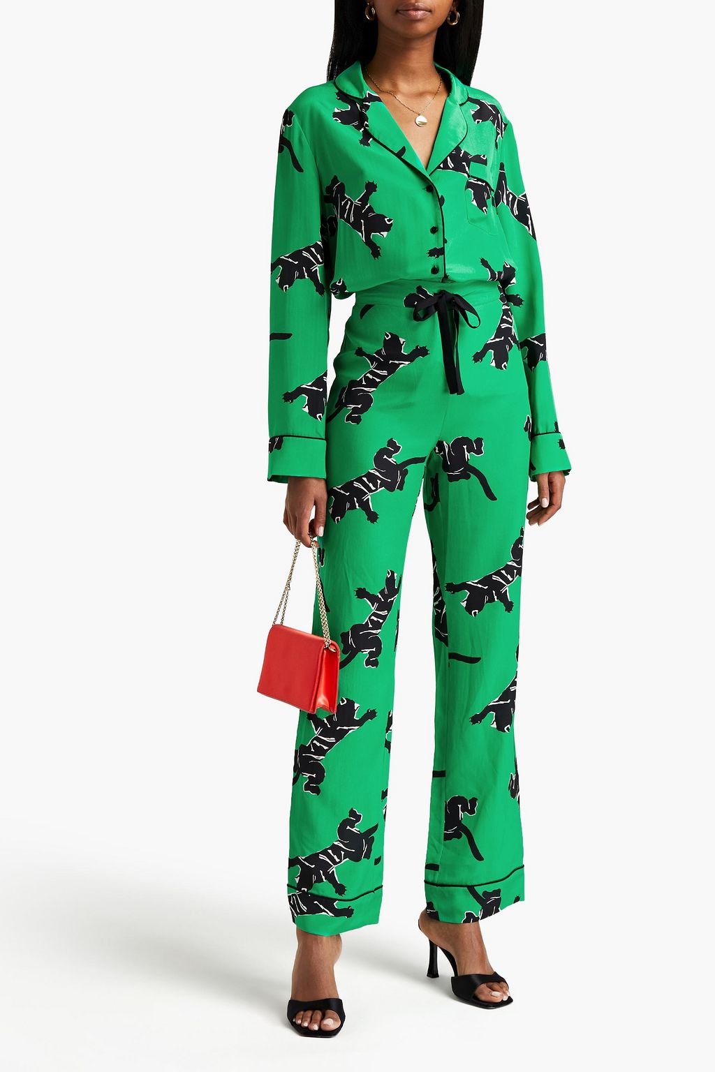 DIANE VON FURSTENBERG Veronica printed silk crepe de chine wide-leg pants