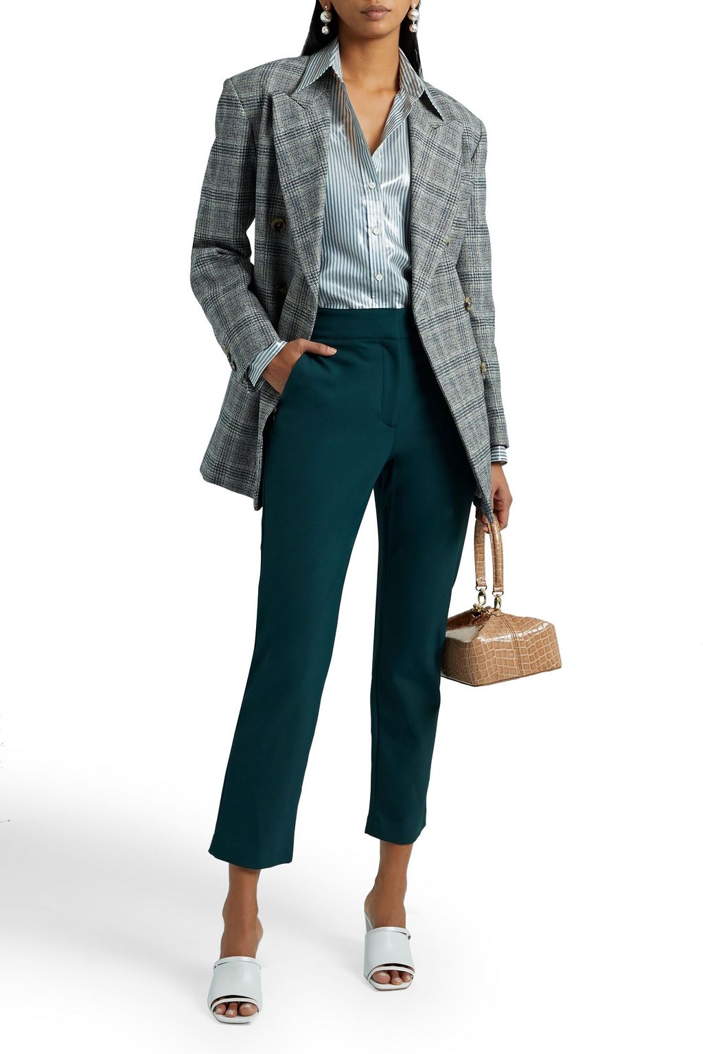VERONICA BEARD Gamila cropped stretch-cady straight-leg pants