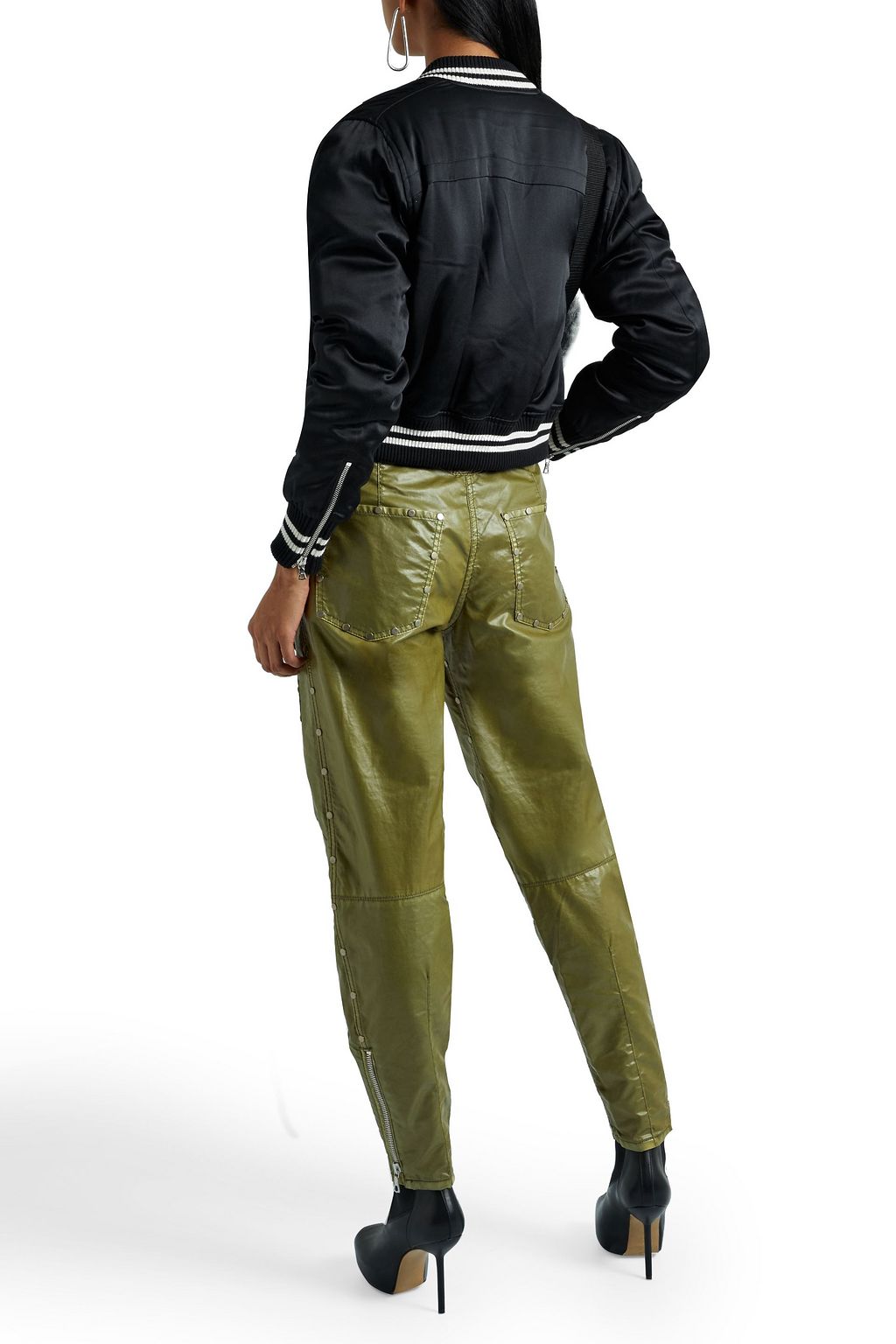 AMIRI Cropped silk-satin bomber jacket