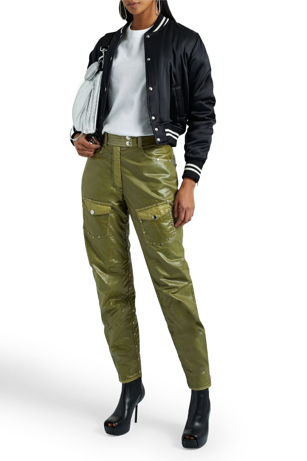 AMIRI Cropped silk-satin bomber jacket
