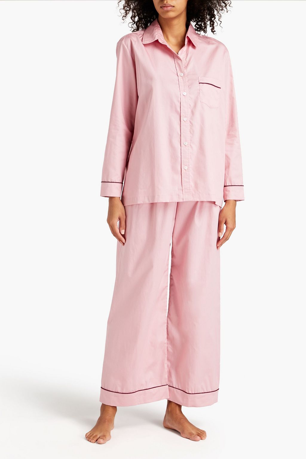 POUR LES FEMMES Cotton-sateen metallic pajama set