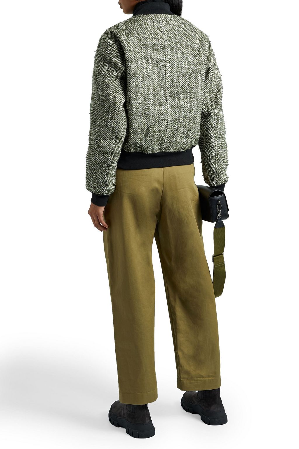 RAG & BONE メタリックヘリンボーンウール混ツイード ボンバージャケット