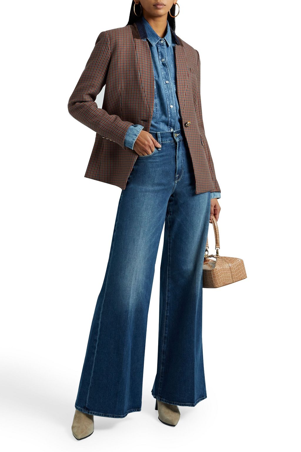VERONICA BEARD Upcollar Dickey houndstooth woven blazer