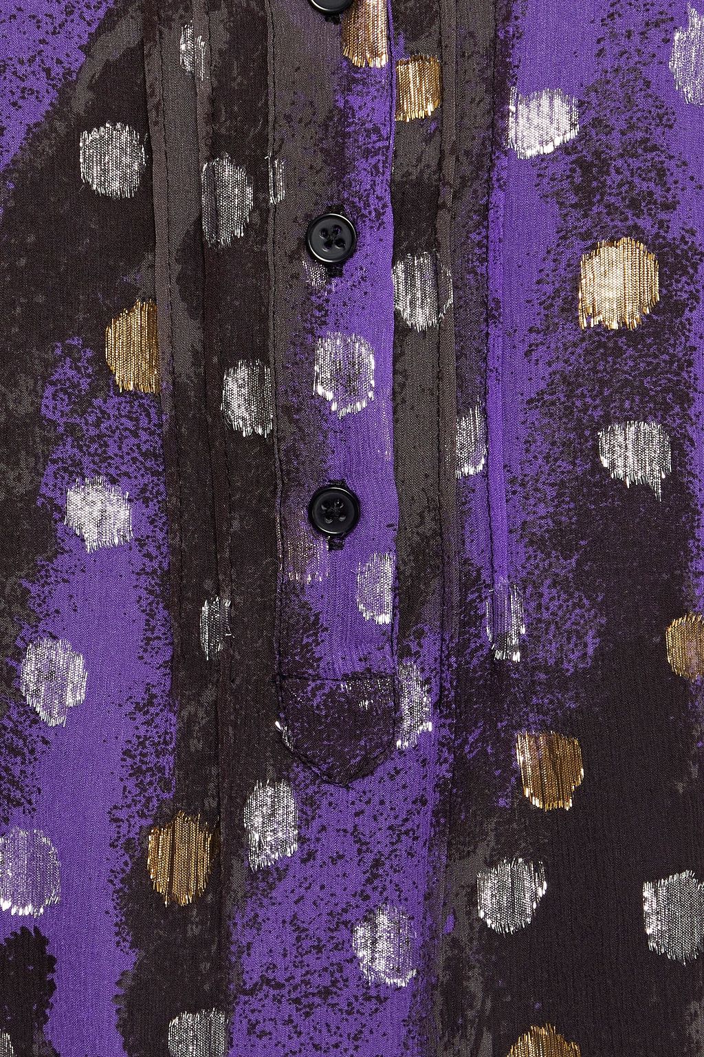 DIANE VON FURSTENBERG Syrah printed metallic fil coupé silk-blend crepon blouse