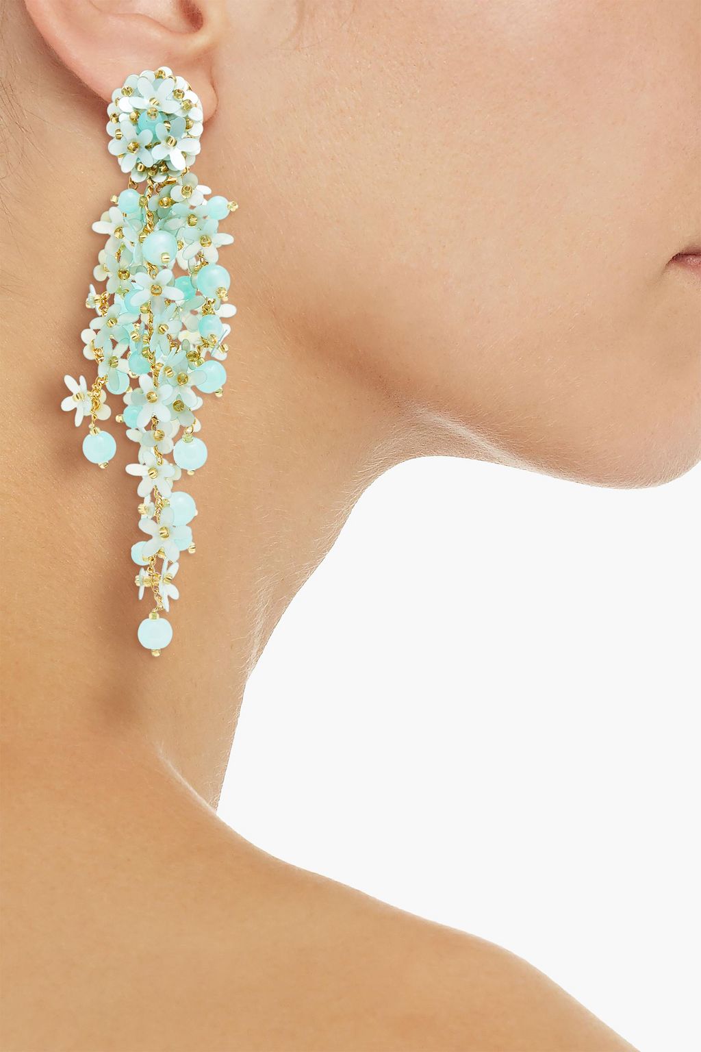 OSCAR DE LA RENTA Gold-tone beaded clip earrings