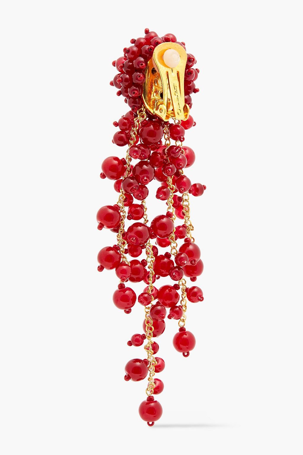OSCAR DE LA RENTA Gold-tone beaded clip earrings