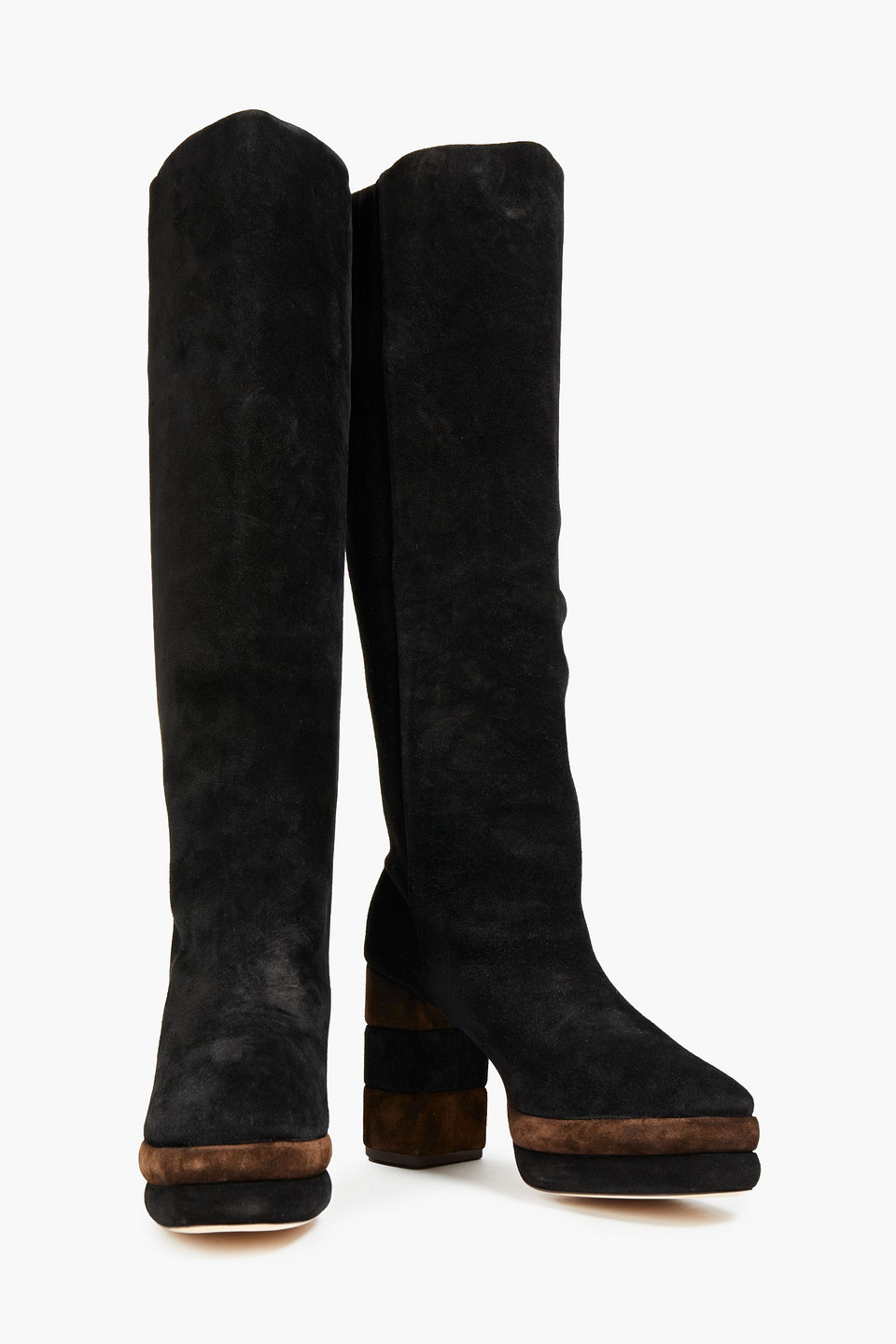 Tory Burch Suede Knee Boots In Black
