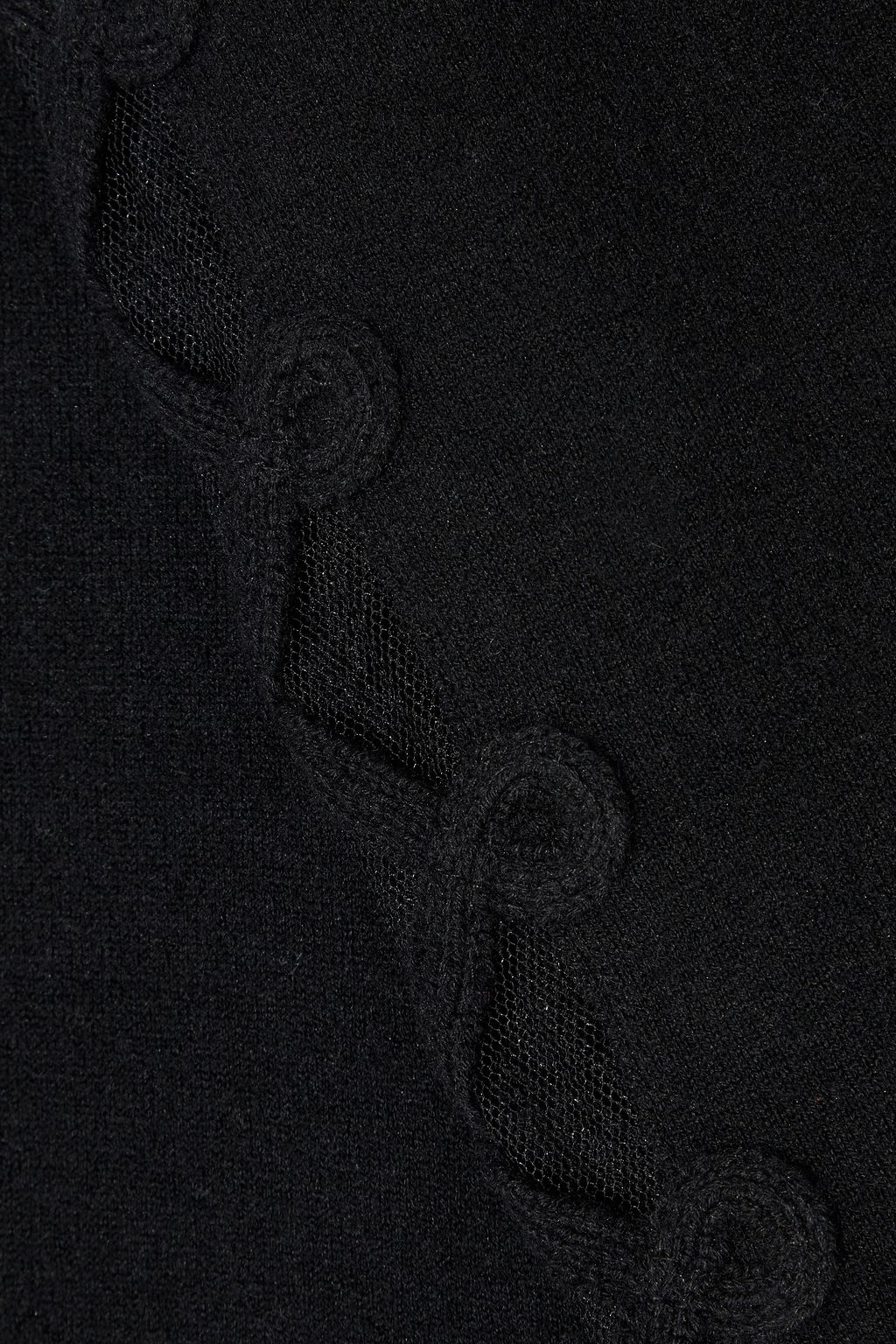 LELA ROSE Appliquéd tulle-trimmed wool and silk-blend mini dress