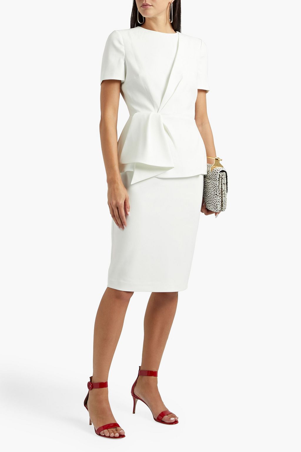BADGLEY MISCHKA Pleated crepe peplum dress