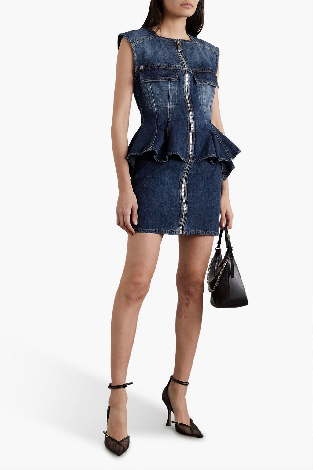 GIVENCHY Denim peplum mini dress