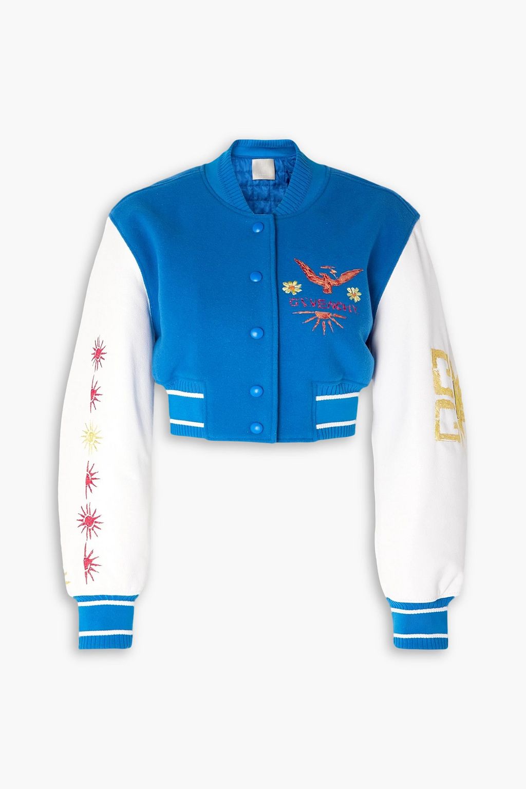 GIVENCHY + Josh Smith cropped embroidered wool-blend bomber jacket