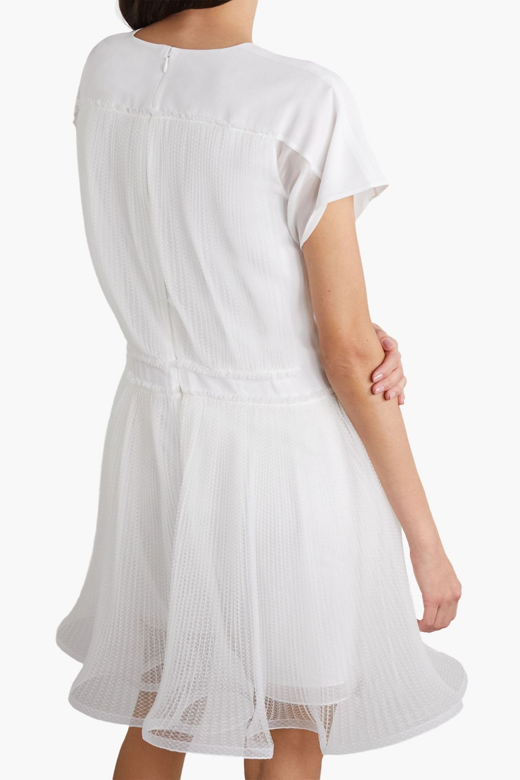 GIVENCHY Pleated tulle-paneled silk-chiffon mini dress
